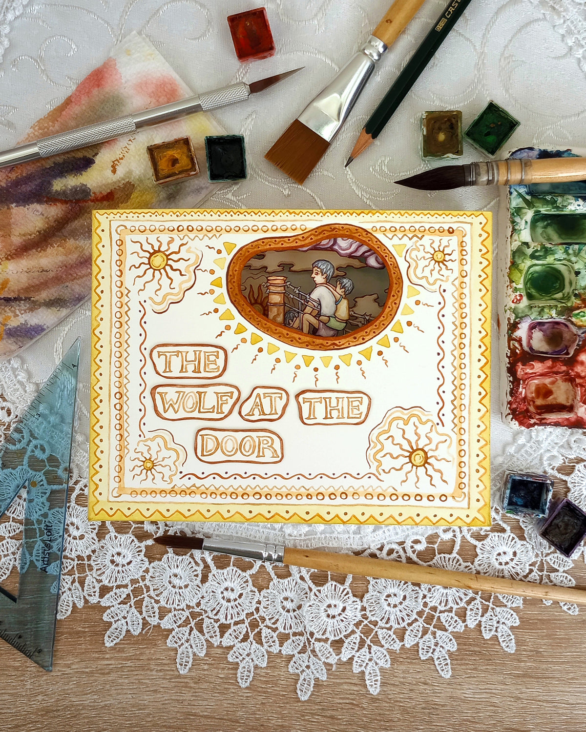 "The Wolf at the Door" (LIMITED EDITION 2D fine art print featuring scans of a 3D tunnel book)
