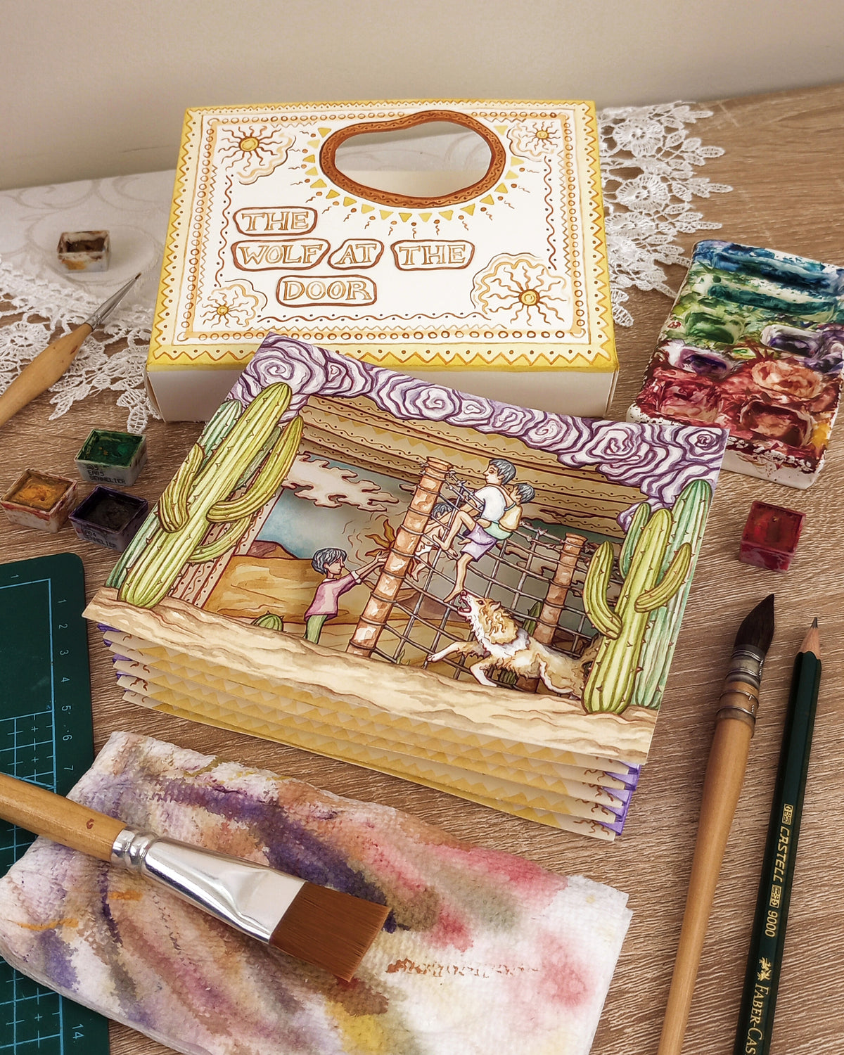 "The Wolf at the Door" (LIMITED EDITION 2D fine art print featuring scans of a 3D tunnel book)