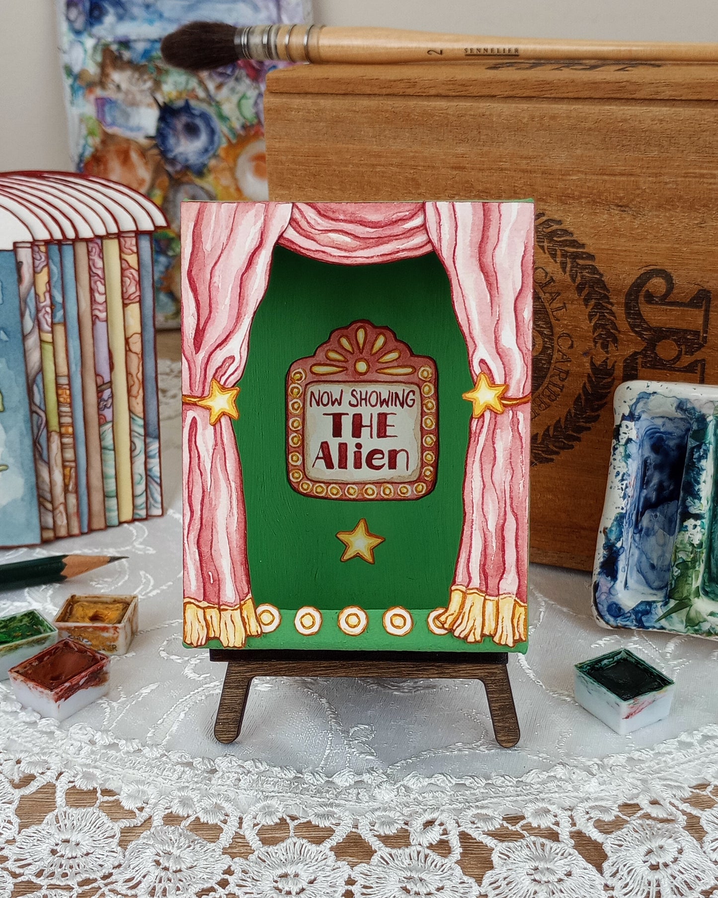 "The Alien" — Original Miniature Paper Theatre Box With Ten Handpainted Scenes