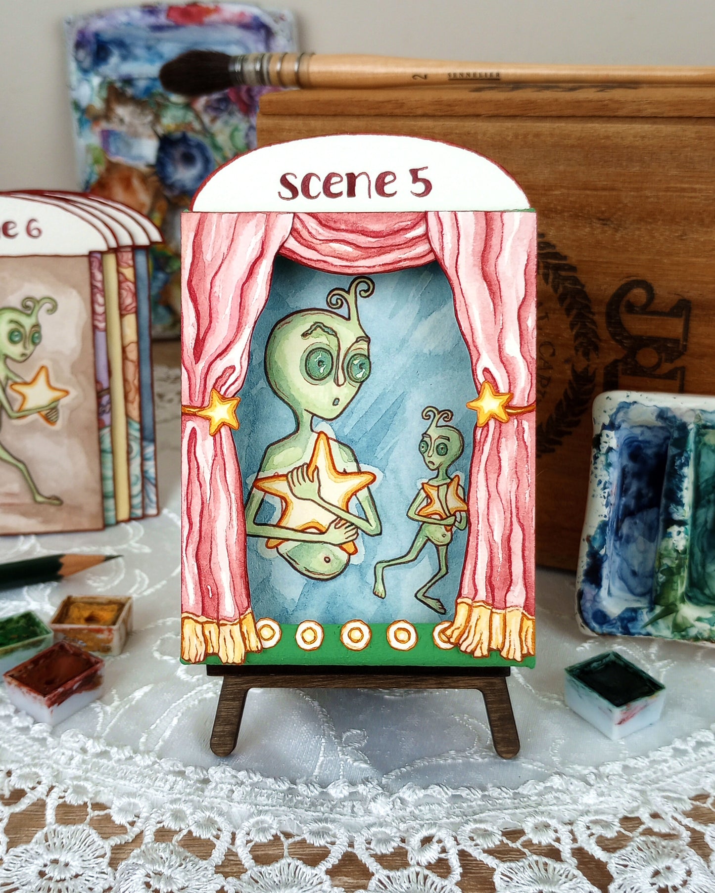 "The Alien" — Original Miniature Paper Theatre Box With Ten Handpainted Scenes