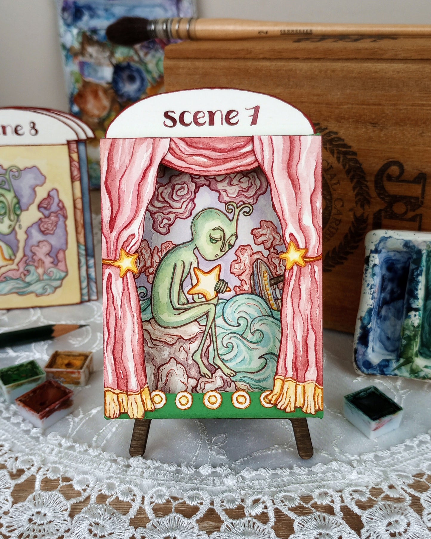 "The Alien" — Original Miniature Paper Theatre Box With Ten Handpainted Scenes