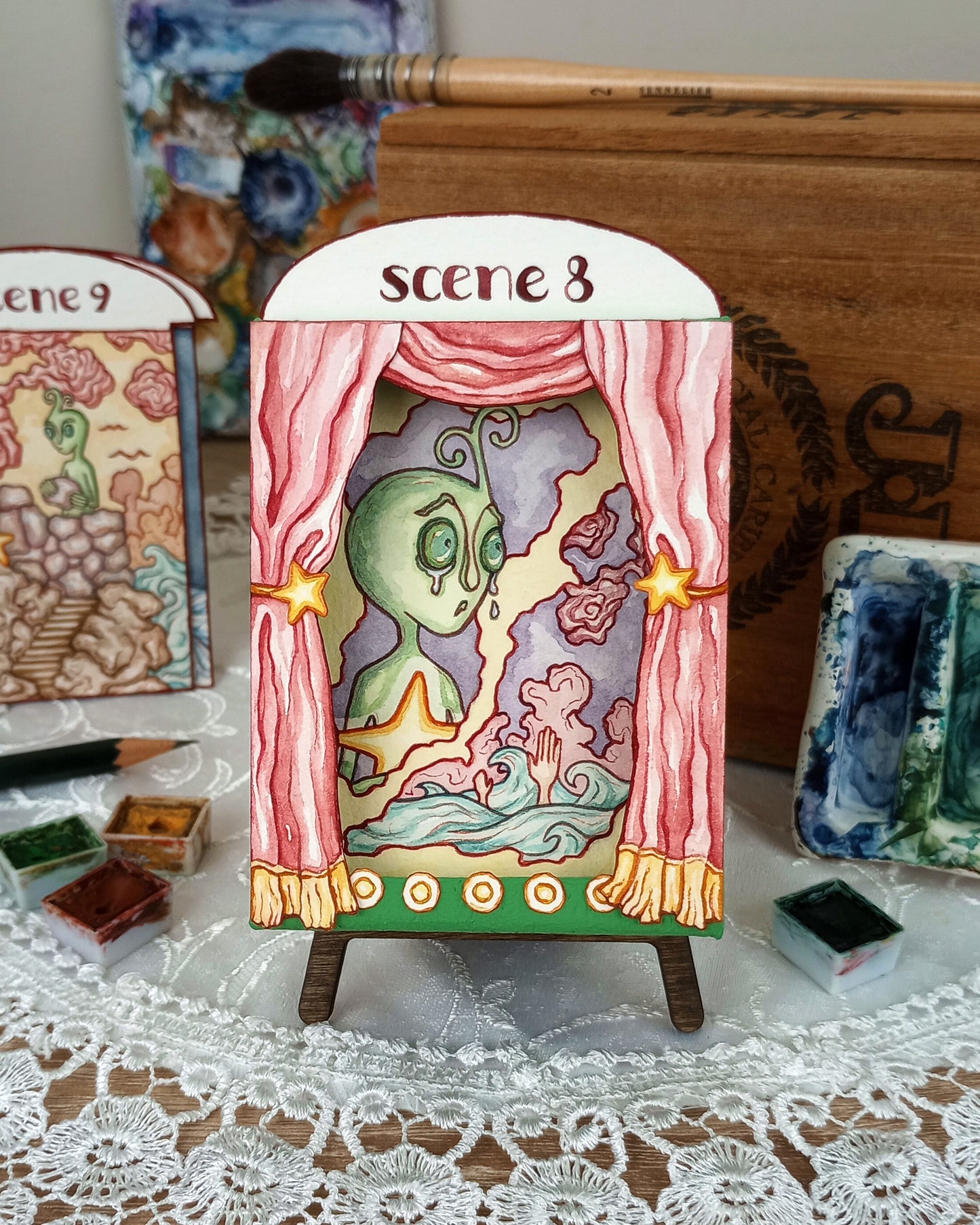 "The Alien" — Original Miniature Paper Theatre Box With Ten Handpainted Scenes