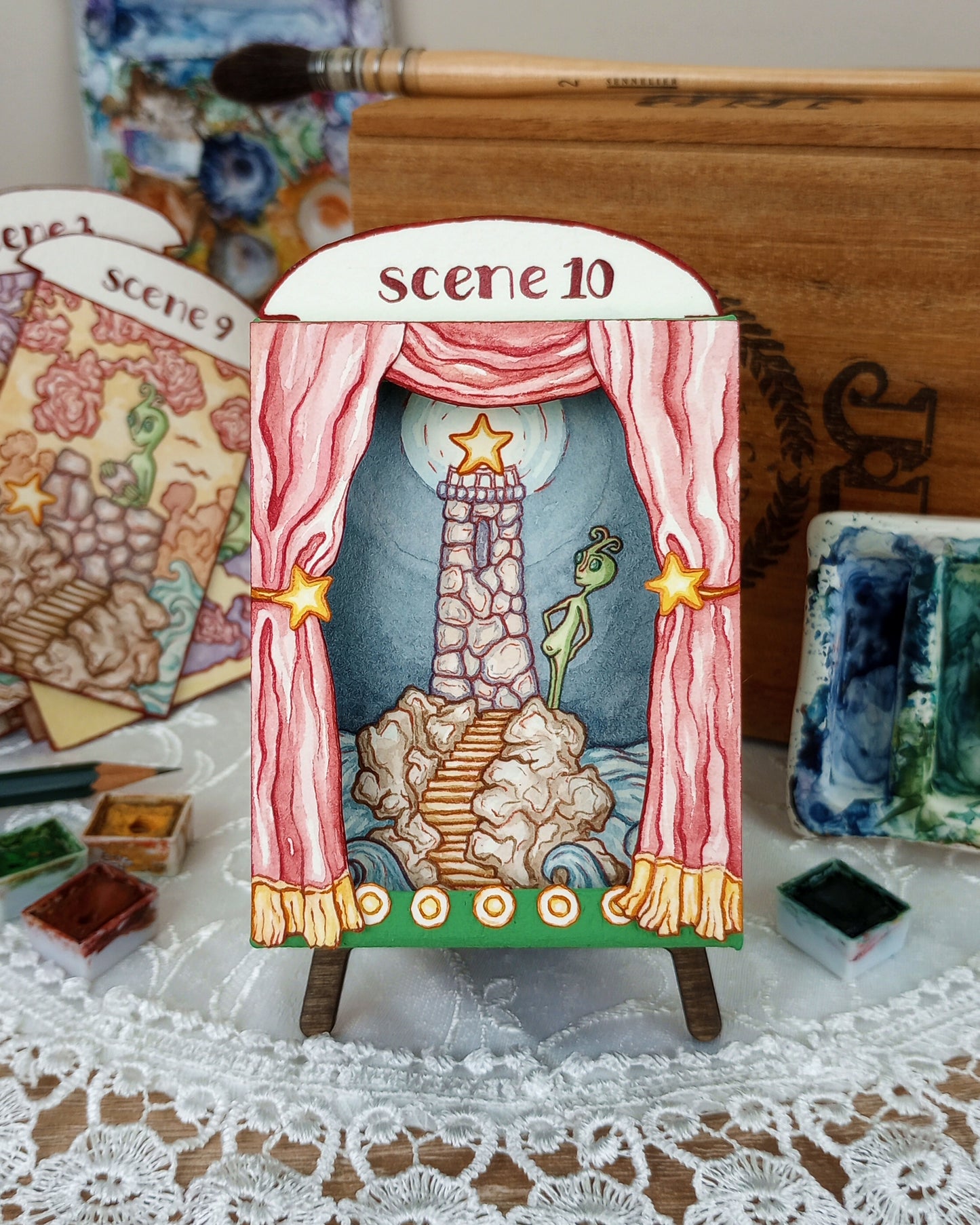"The Alien" — Original Miniature Paper Theatre Box With Ten Handpainted Scenes