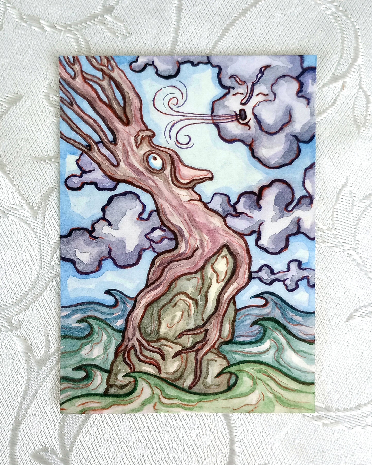 Hanging Tight (Original Watercolor ACEO)