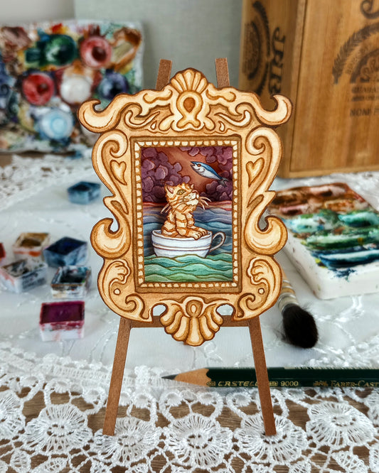 "Hank in the Dream World No. 2" — Original 3D Watercolor Matchbox Diorama