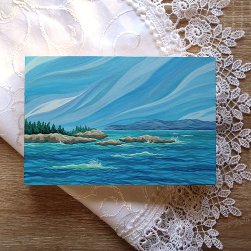 January 10 (Miniature Gouache Seascape on Wooden Panel—Unframed Original—Ocean-A-Day Collection)