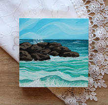 Load image into Gallery viewer, January 13 (Miniature Gouache Seascape on Wooden Panel—Unframed Original—Ocean-A-Day Collection)