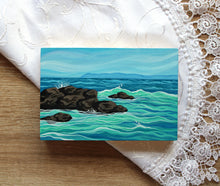 Load image into Gallery viewer, January 16 (Miniature Gouache Seascape on Wooden Panel—Unframed Original—Ocean-A-Day Collection)