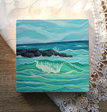 Load image into Gallery viewer, January 17 (Miniature Gouache Seascape on Wooden Panel—Unframed Original—Ocean-A-Day Collection)