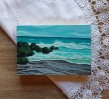 Load image into Gallery viewer, January 18 (Miniature Gouache Seascape on Wooden Panel—Unframed Original—Ocean-A-Day Collection)