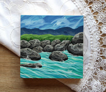 Load image into Gallery viewer, January 19 (Miniature Gouache Seascape on Wooden Panel—Unframed Original—Ocean-A-Day Collection)