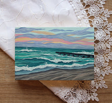 Load image into Gallery viewer, January 20 (Miniature Gouache Seascape on Wooden Panel—Unframed Original—Ocean-A-Day Collection)