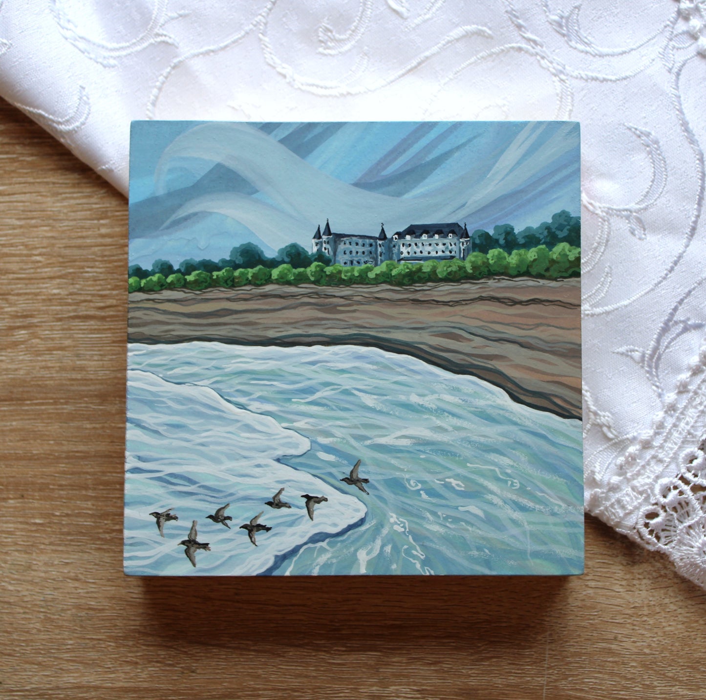 January 21 (Miniature Gouache Seascape on Wooden Panel—Unframed Original—Ocean-A-Day Collection)