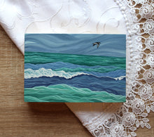 Load image into Gallery viewer, January 22 (Miniature Gouache Seascape on Wooden Panel—Unframed Original—Ocean-A-Day Collection)
