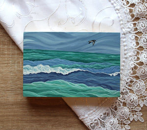 January 22 (Miniature Gouache Seascape on Wooden Panel—Unframed Original—Ocean-A-Day Collection)
