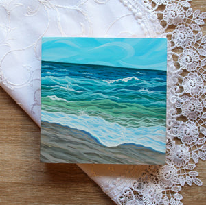 January 23 (Miniature Gouache Seascape on Wooden Panel—Unframed Original—Ocean-A-Day Collection)