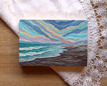 Load image into Gallery viewer, January 24 (Miniature Gouache Seascape on Wooden Panel—Unframed Original—Ocean-A-Day Collection)