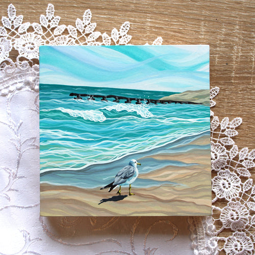 January 25 (Miniature Gouache Seascape on Wooden Panel—Unframed Original—Ocean-A-Day Collection)
