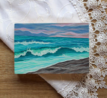 Load image into Gallery viewer, January 28 (Miniature Gouache Seascape on Wooden Panel—Unframed Original—Ocean-A-Day Collection)