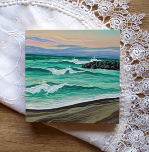 January 09 (Miniature Gouache Seascape on Wooden Panel—Unframed Original—Ocean-A-Day Collection)
