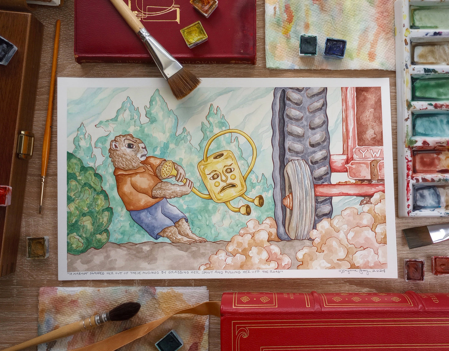 "The Adventures of the Yellow Watering Can" Tales No. 1 Illustration Originals