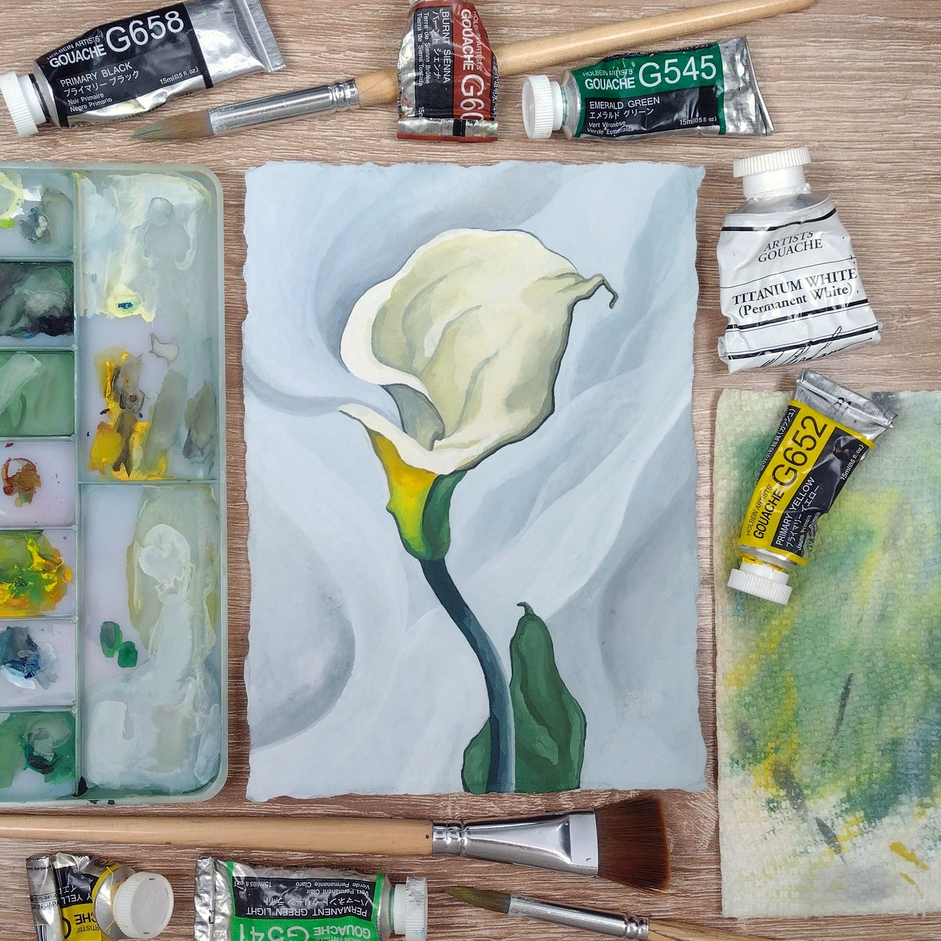 "After Georgia O'Keeffe: Calla Lily Turned Away" (Original Gouache Master Study Sketch)