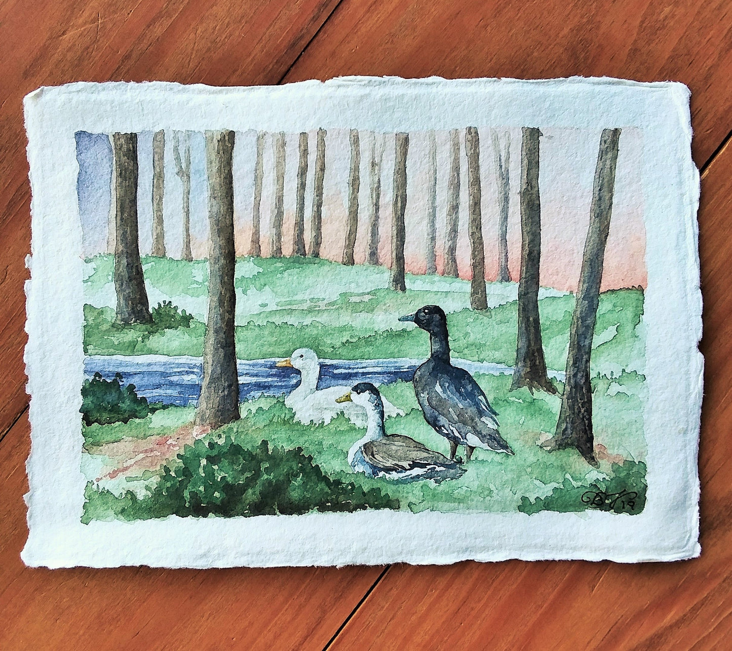 Motley Duck Sunset: Original Watercolor Painting