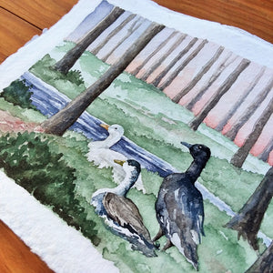 Motley Duck Sunset: Original Watercolor Painting