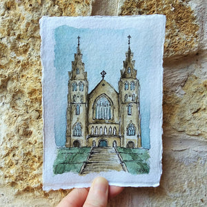 St. Patrick's Cathedral in Armagh, Northern Ireland: Original Watercolor Sketch