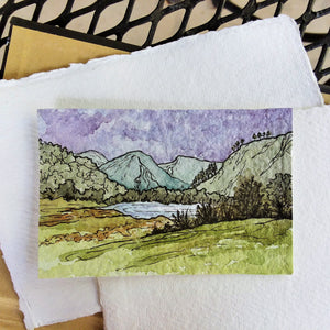 Glendalough Lake, County Wicklow: Original Miniature Watercolor Sketch
