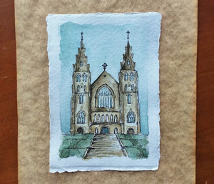 St. Patrick's Cathedral in Armagh, Northern Ireland: Original Watercolor Sketch