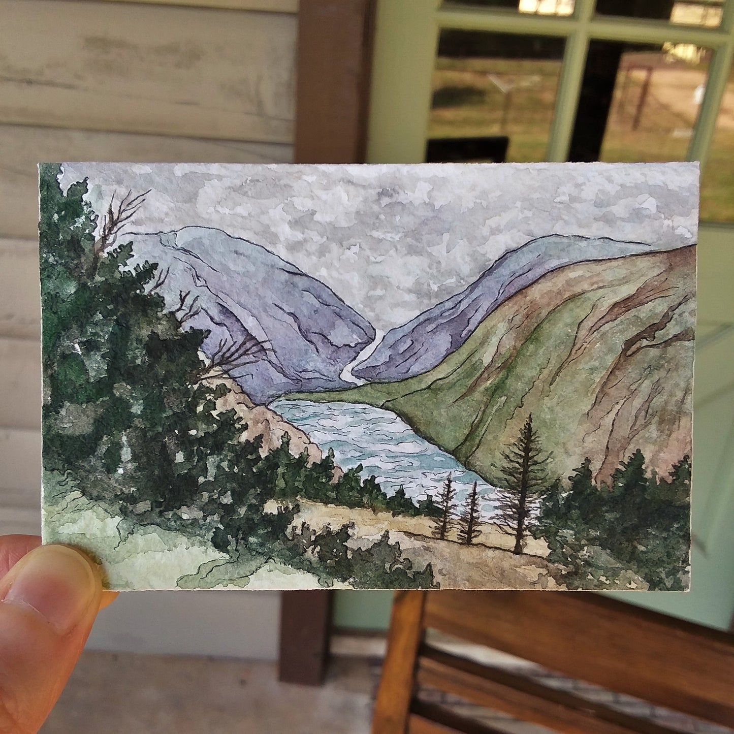 Glendalough Lake, County Wicklow (II): Original Miniature Watercolor Sketch