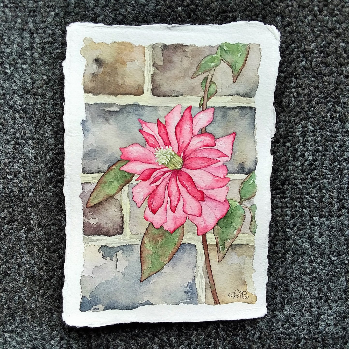 Trailing Pink in Heslington Village (Variant 2): Original Watercolor Painting