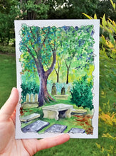 Load image into Gallery viewer, The Graveyard at the Brontë Parsonage in Haworth: Original Watercolor Sketch