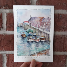 Load image into Gallery viewer, Boats in the South Bay (Scarborough, England): Original Watercolor Sketch