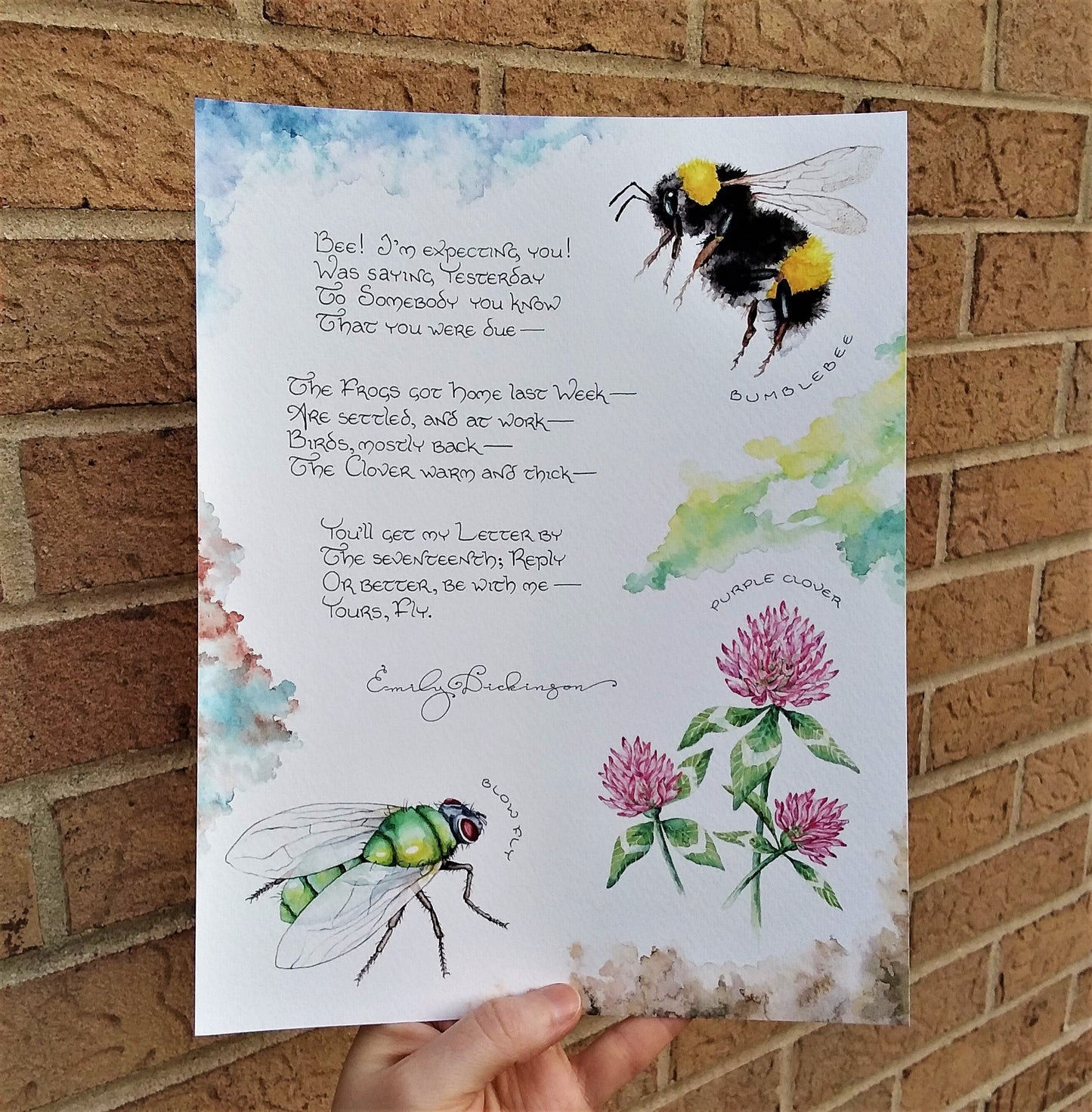 "Bee! I'm Expecting You!" (Emily Dickinson): 8.5x11 Fine Art Print featuring artwork from Letter No. 17