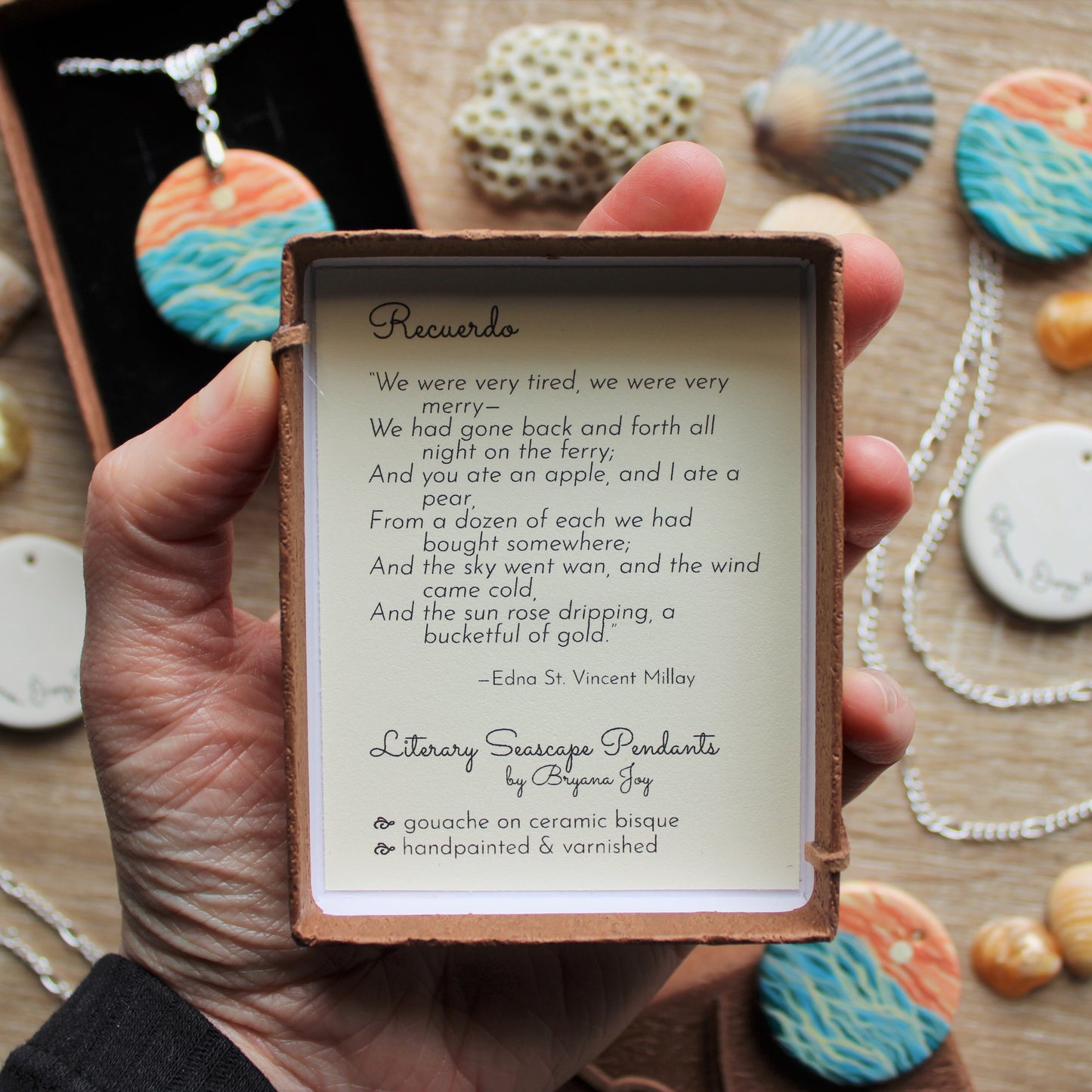 Literary Seascape Pendant: "Recuerdo" (Edna St. Vincent Millay)