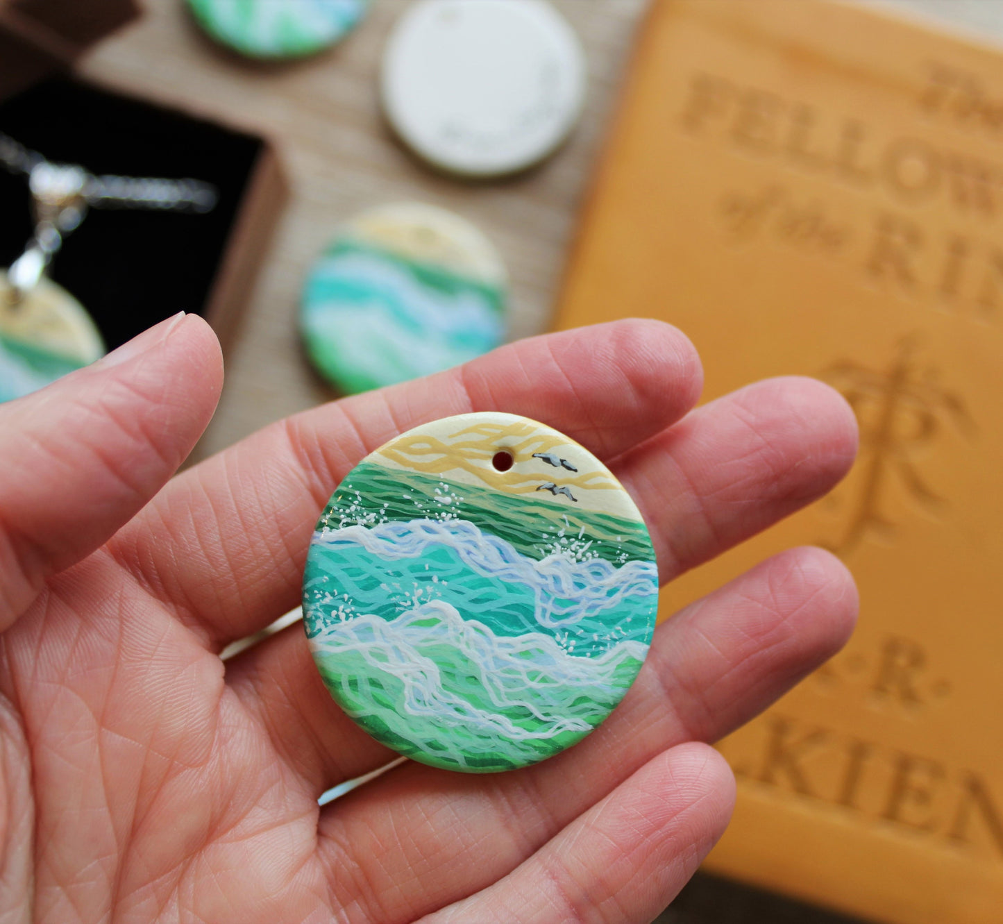 Literary Seascape Pendant: A Far Green Country (J.R.R. Tolkien)