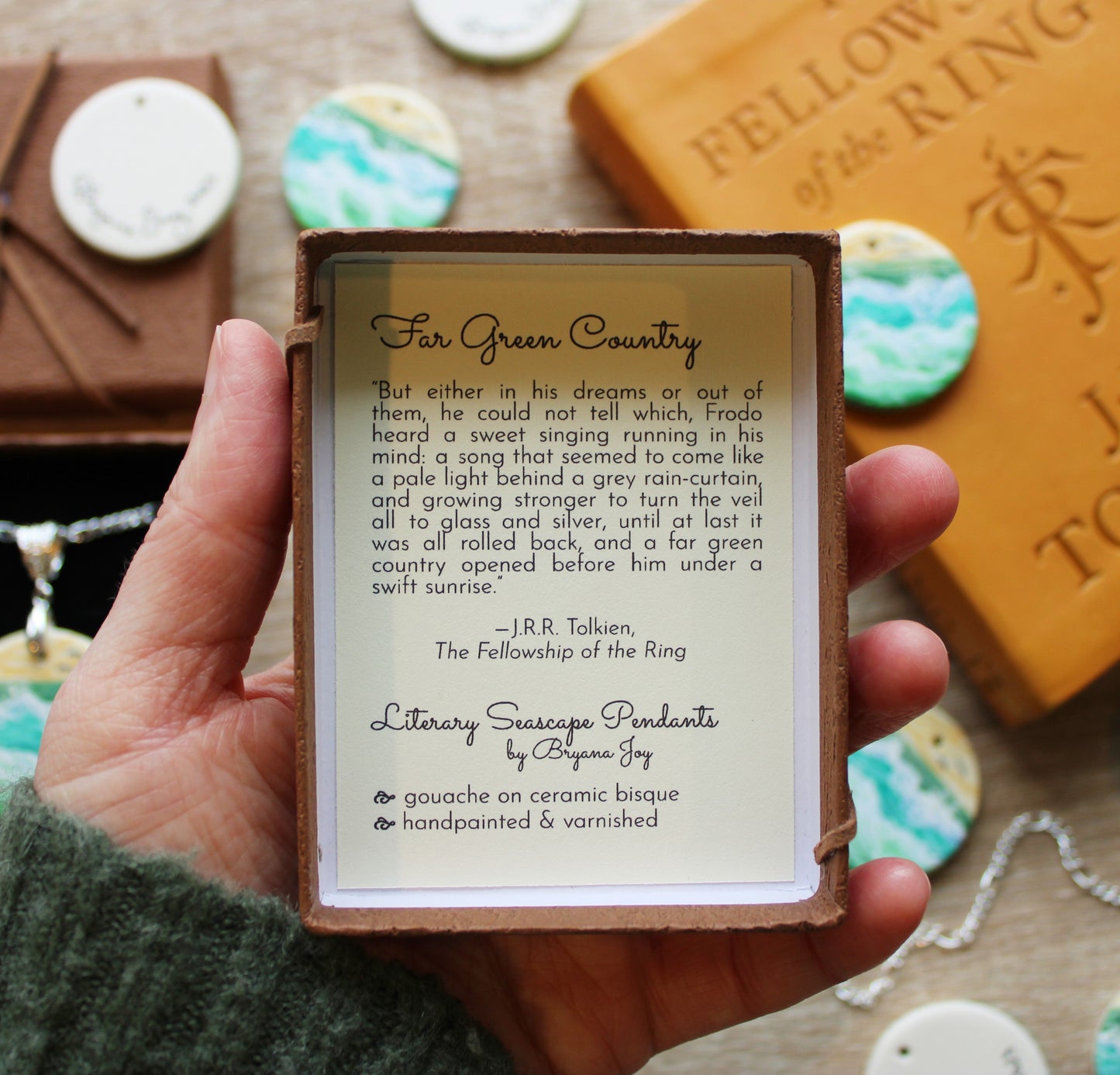 Literary Seascape Pendant: A Far Green Country (J.R.R. Tolkien)