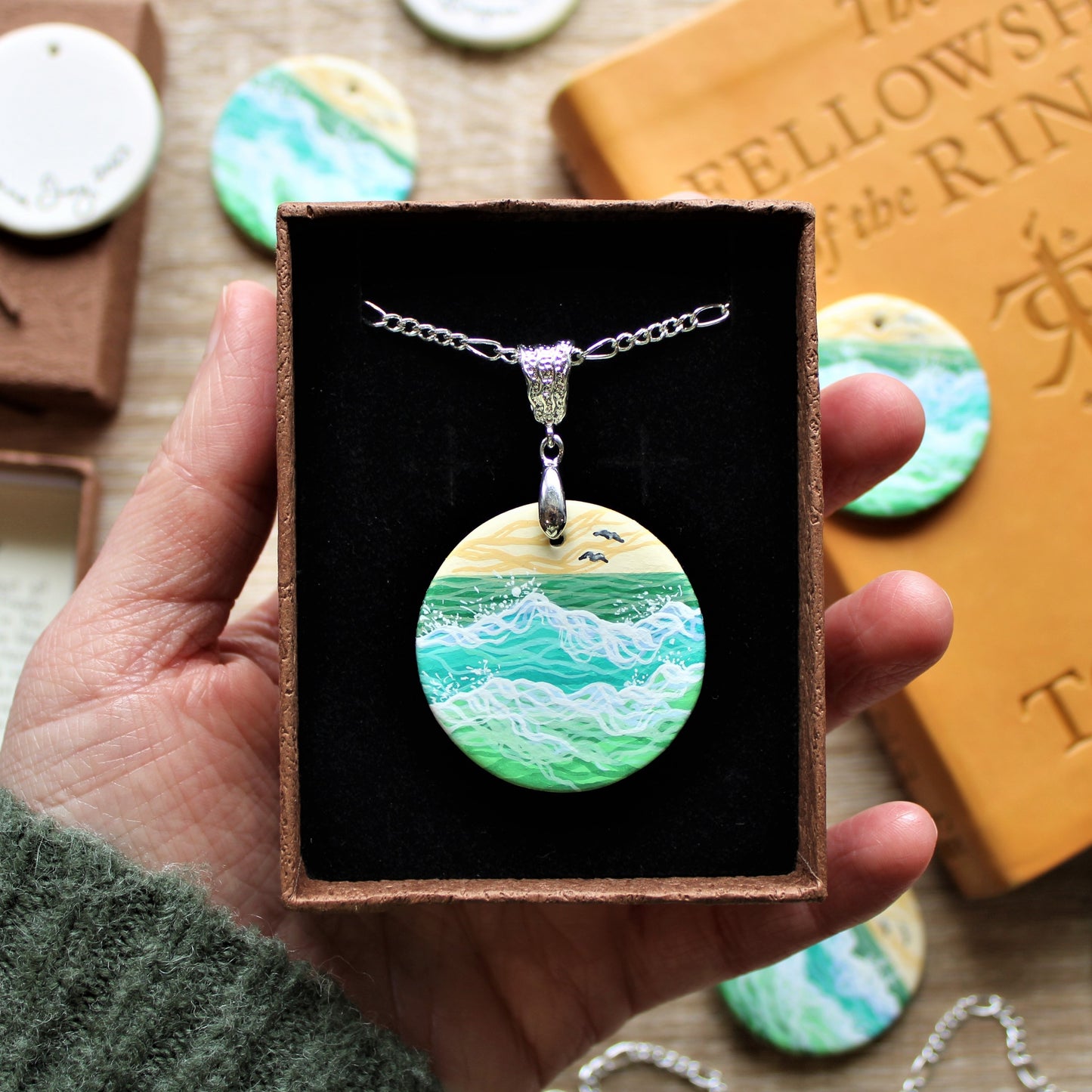 Literary Seascape Pendant: A Far Green Country (J.R.R. Tolkien)