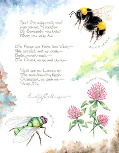 "Bee! I'm Expecting You!" (Emily Dickinson): 8.5x11 Fine Art Print featuring artwork from Letter No. 17