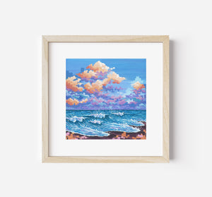 "Best Your The Heart" (Miniature Gouache Seascape): 6x6 Fine Art Print