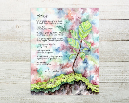 "Place" (W.S. Merwin): 8.5x11 Fine Art Print featuring artwork from Letter No. 31
