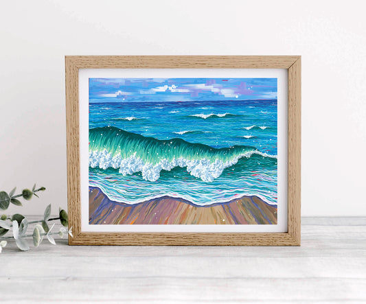 "Go Bright Or Go Home" (Gouache Seascape): 8x10 Fine Art Print