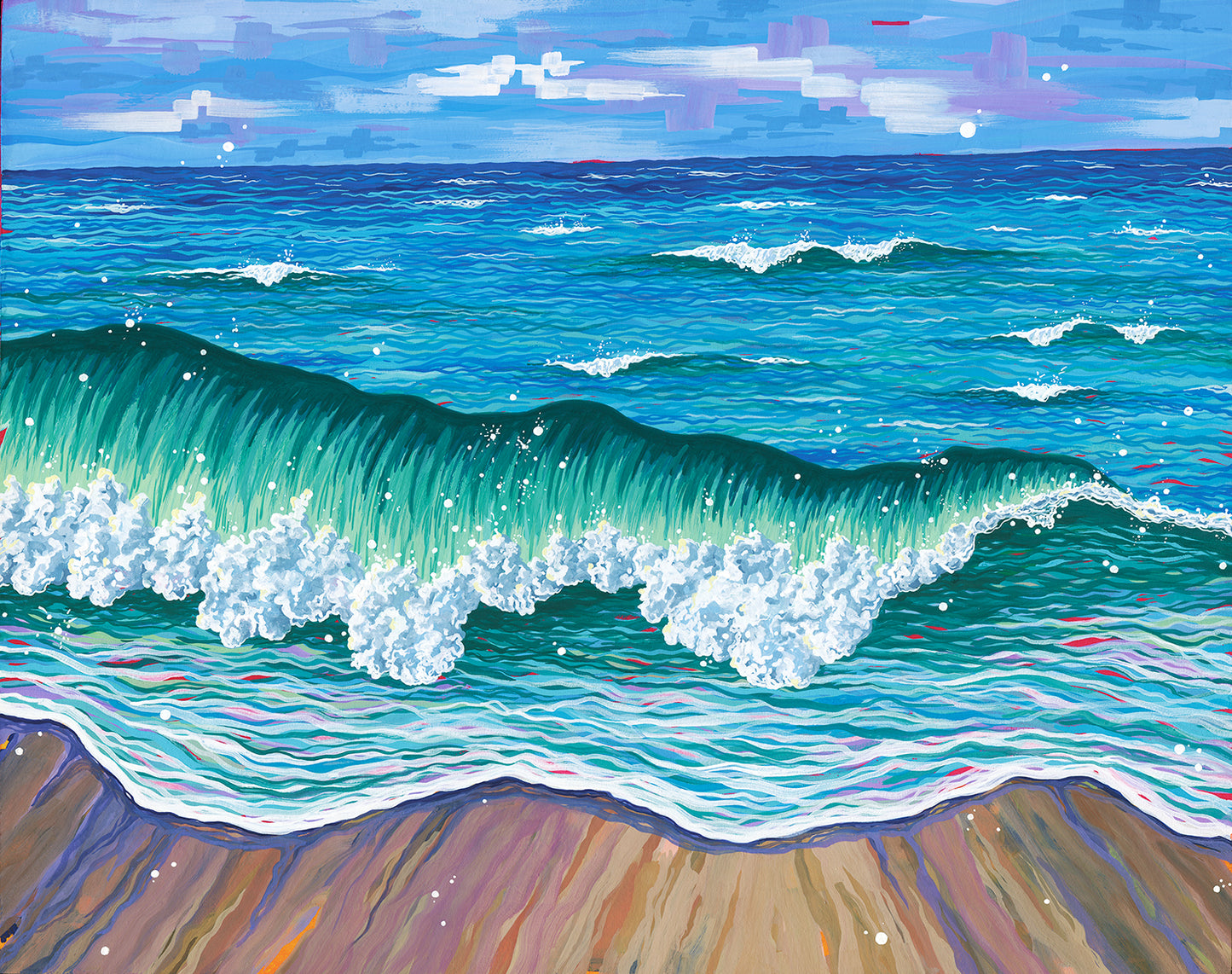 "Go Bright Or Go Home" (Framed Original Gouache Seascape)