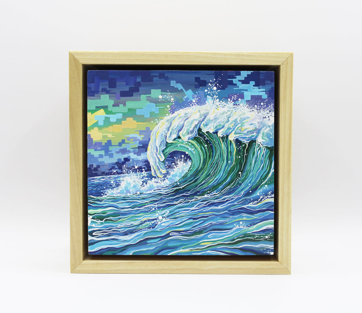 "Green Bottle Dusk" (Miniature Gouache Seascape—Framed Original)