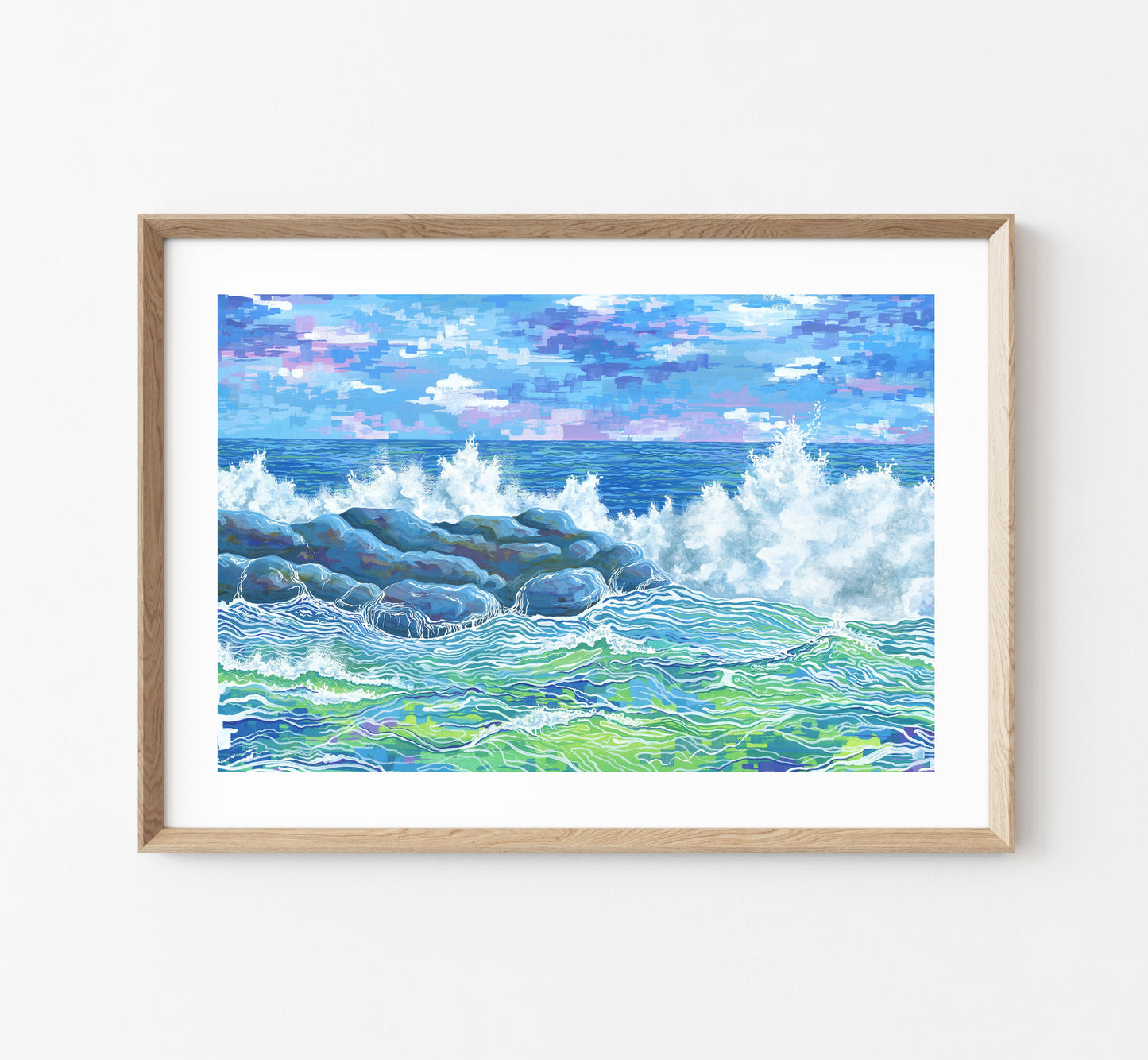 "Jetty Can't Stop Me" (Gouache Seascape): 5x7 Fine Art Print