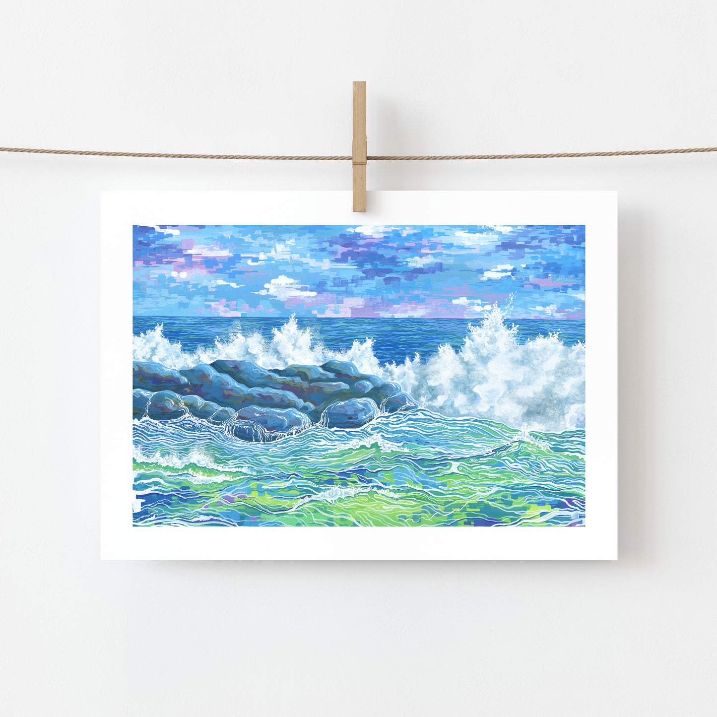 "Jetty Can't Stop Me" (Gouache Seascape): 5x7 Fine Art Print